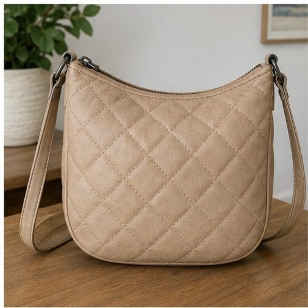 Sand Canvas Crossbody Bag